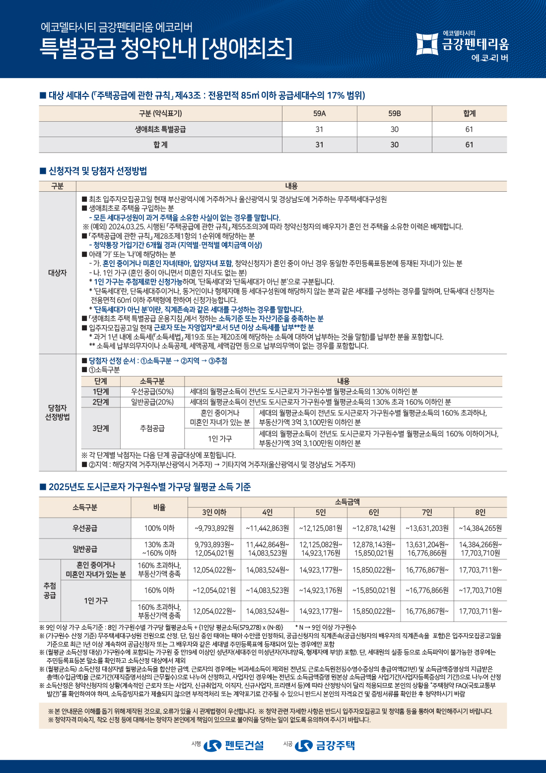 생애최초 특별공급 안내